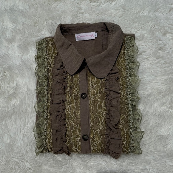 Vintage Pretty Angel Linen Blend Blouse - Picture 2 of 9